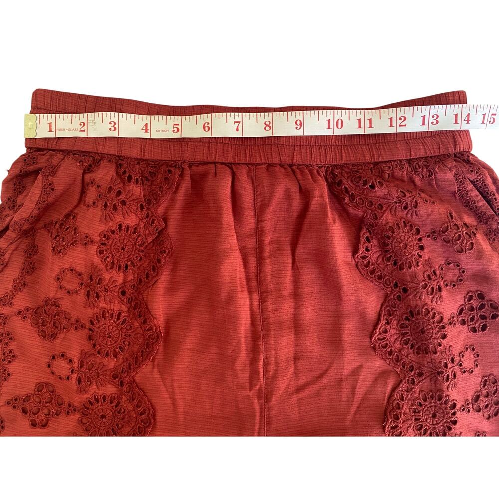 Sundance Suvi Eyelet Wide Leg Pants in Terracotta, Boho, Pockets, Size Small NEW - Picture 7 of 10